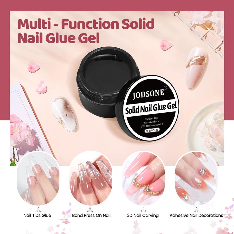 JODSONE Solid Nail Gel Glue Easy Operation 15 Gram Nail Glue U V Light Needed Nail Art Nail Care Nail Polish