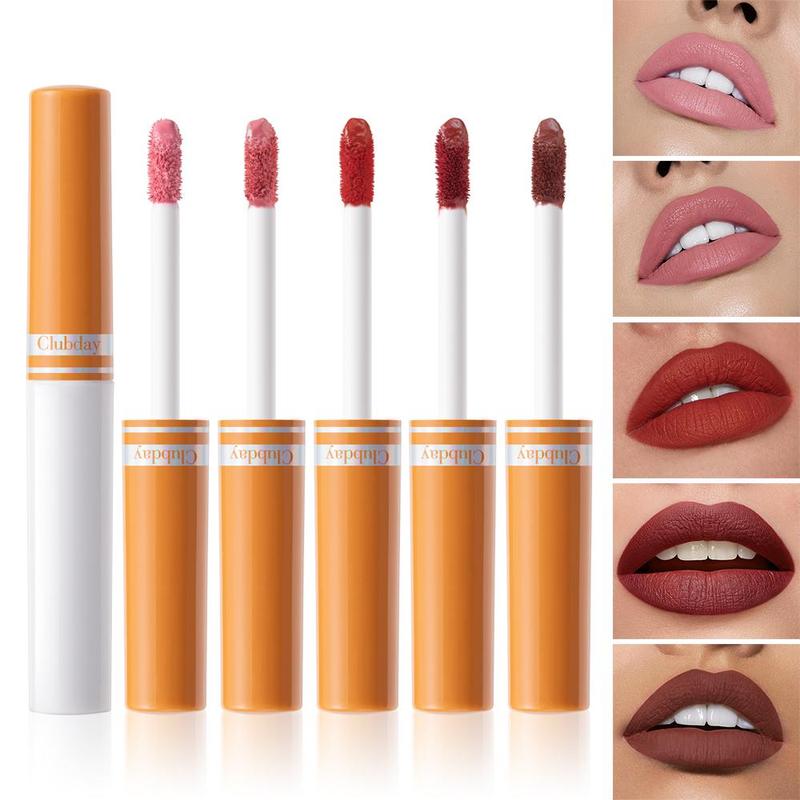 Long Lasting Lip Gloss, 5 Counts set Matte Lipstick, Moisturizing Lip Gloss, Suitable for All Occasions Lip Makeup, Girls and Women Makeup Accessories