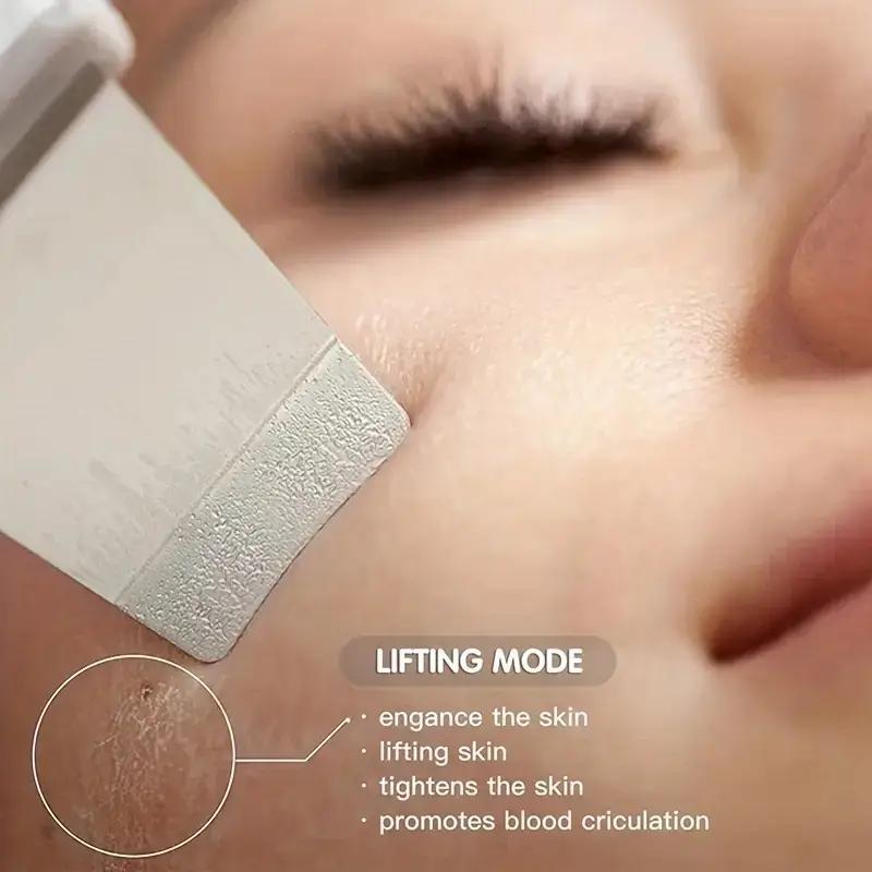 Facial Skin Cleaner, USB Charging 4 Modes Ultrasonic Skin Scraper Pore Cleaning Face Exfoliating Clean Face Deep Cleaning