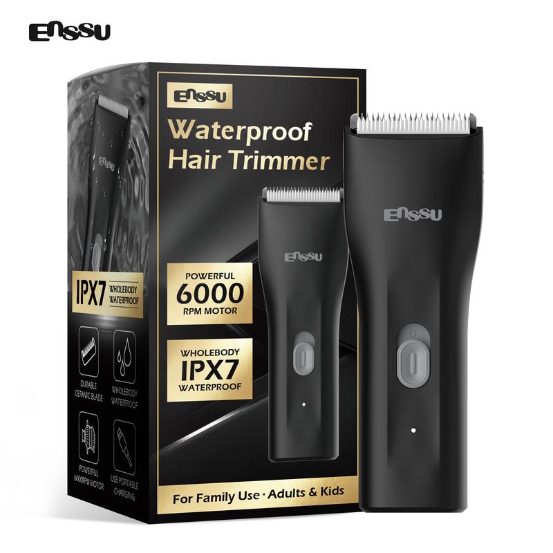 ENSSU Hair Clippers, Waterproof Men Body Hair Trimmer, Cordless Hair Cutting Kit for Head, Rechargeable Home Barber Haircut Trimmer (Note!! Do not use on intimate areas)