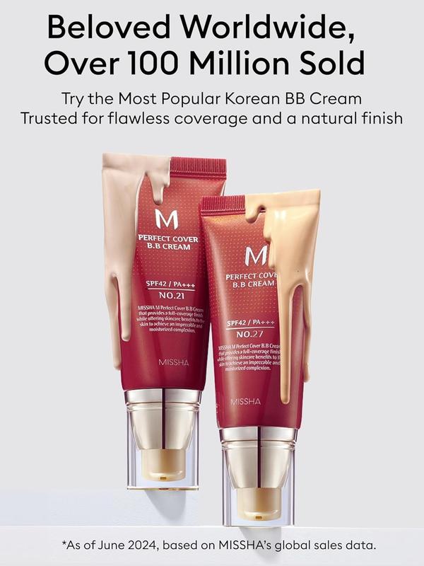 MISSHA M Perfect Cover BB Cream No.27 Honey beige for medium tan skin SPF 42 PA +++ 1.69 Fl Oz - Tinted Moisturizer for face with SPF