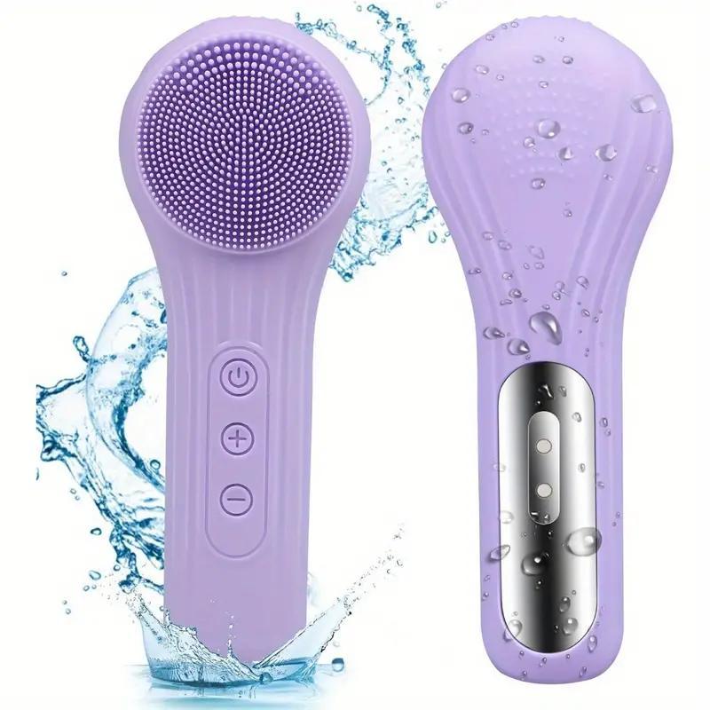 Rechargeable Portable Silicone Thermostatic Facial Cleansing Brush, High Frequency Vibration Facial Skin Care Brush, Facial Skin Care Tool for Women & Men