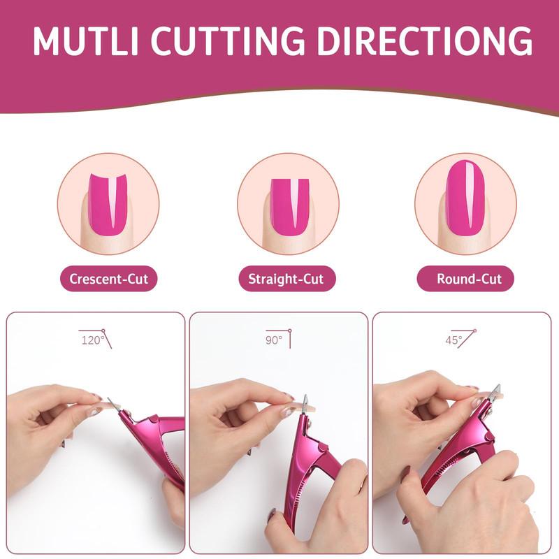 Acrylic Nail Clipper with Magnets Nail Tip Cutters with Length Measurement Manicure Nail Art Tool Stainless Steel Nail Clipper with 10Pcs Magnets (Rose) , Nail clippers , Nail point