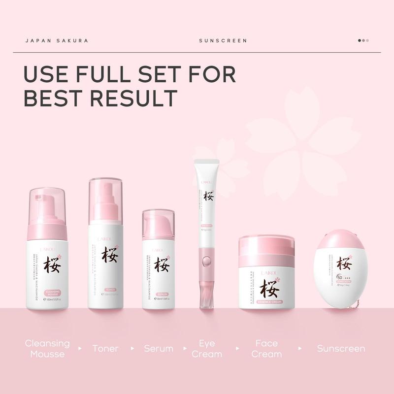 Cherry Blossoms Skin Care Kit, 1 Set Facial Cleansing Hydrating And Nourishing Kit, Moisturizing Skin Care Set For Women