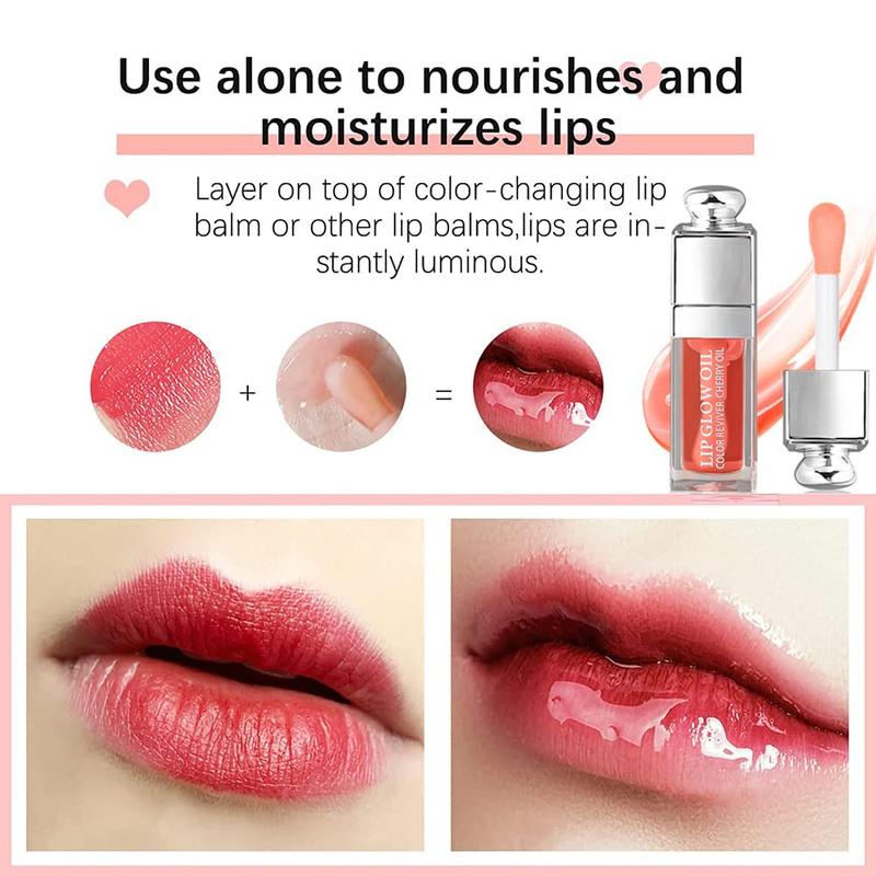 Moisturizing Lip Oil, Non-Sticky Gloss, Balm for Dry Lips, Nourishing and Hydrating Fruit Flavored Lip Care (0.2 OZ)