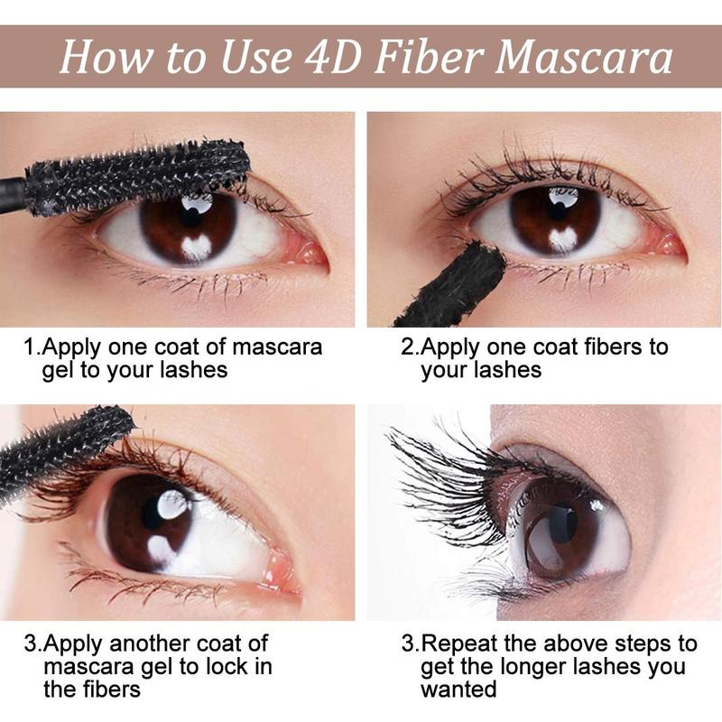 4D Long Mascara, 1 2 Counts Natural and Long-lasting Eyelash Extensions Mascara, Professional Eye Mascara for Women & Girls