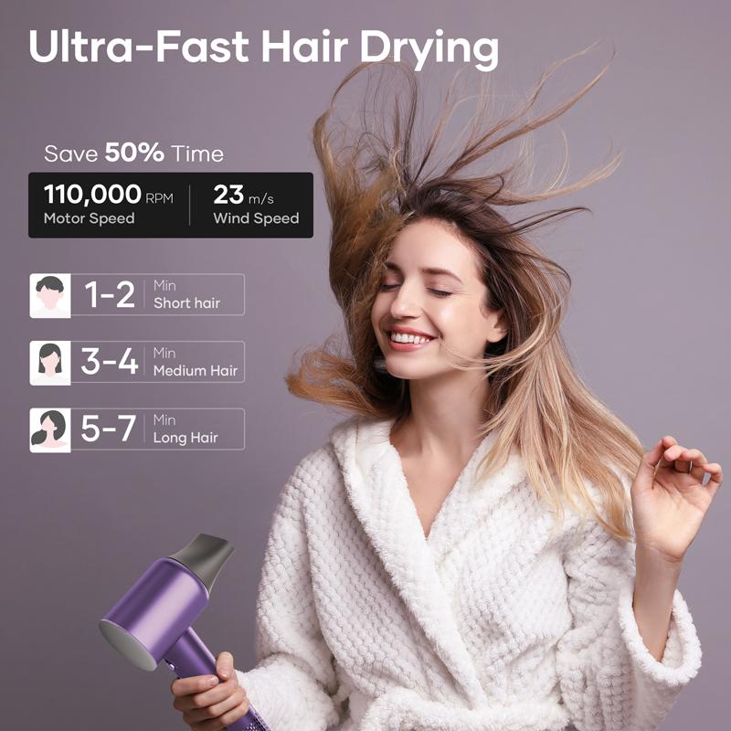 High-Speed Ionic Hair Dryer, Professional Blow Dryer with Magnetic Nozzle & Diffuser for Salon, Home, Travel