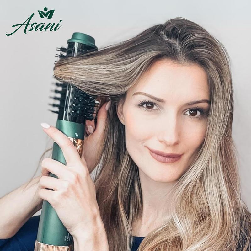 Hot Air Brush - Multipurpose Blow Dryer Brush with Interchangeable Heads, Heated Round Brush for Curling or Straightening, Volumizer and Styling Tool for All Hair Types Comfort Smooth Comfort Smooth Electrical Handle