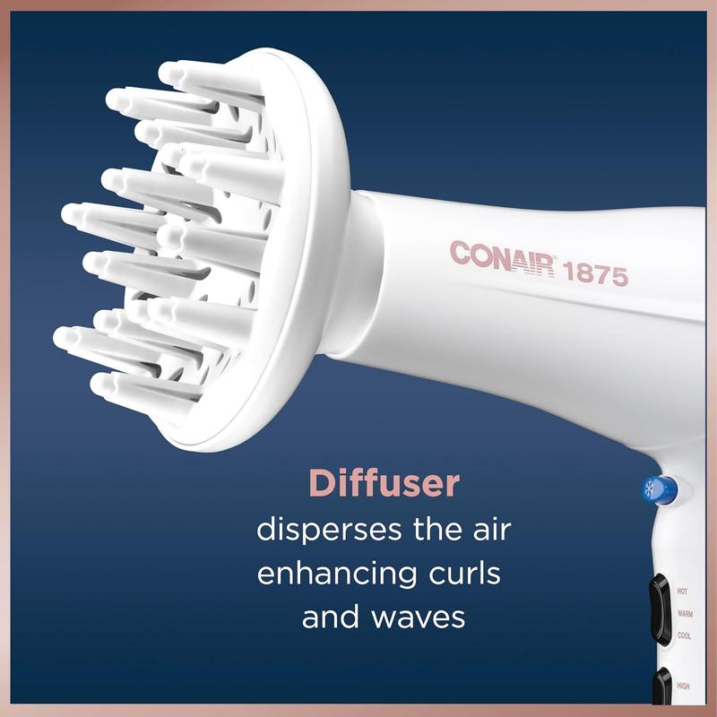 Double Ceramic Hair Dryer with Diffuser | Blow Dryer with Ionic Conditioning | Includes Diffuser and Concentrator