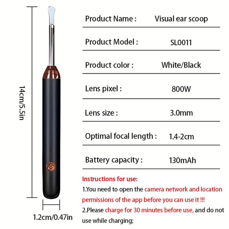 Electric Ear Wax Removal Tool with Camera, 1 Box Rechargeable LED Ear Wax Remover & Accessories, Ear Cleaning Tool for Adults, Personal Health Care Product