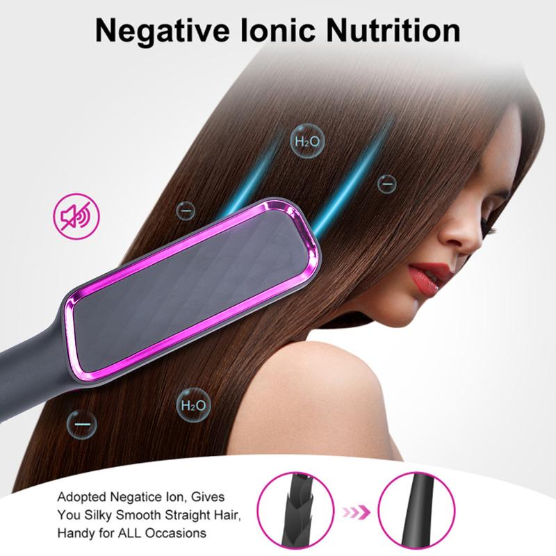 Hair Straightener Brush 2 in 1 Fast Heat Up Straightening Brush Professional Hair Styling Tool