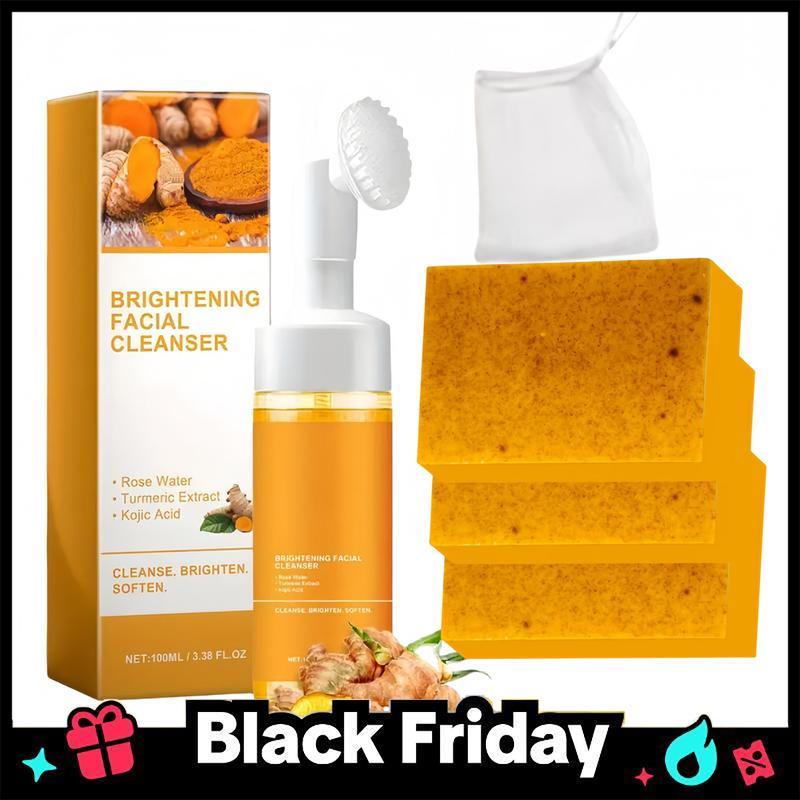 Turmeric Wash and Care two PieceSet, TurmericCleansing Mousse, Turmeric SoapFacial Cleansing Skincare FacialCleansing Cleanser Facial Wash