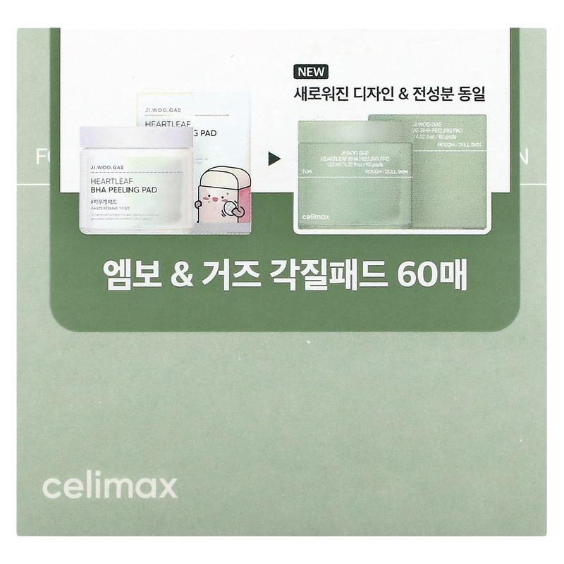 Celimax Ji Woo GAE Heartleaf BHA Peeling Pad, 60 Pads, 4.22 ml (125 ml)