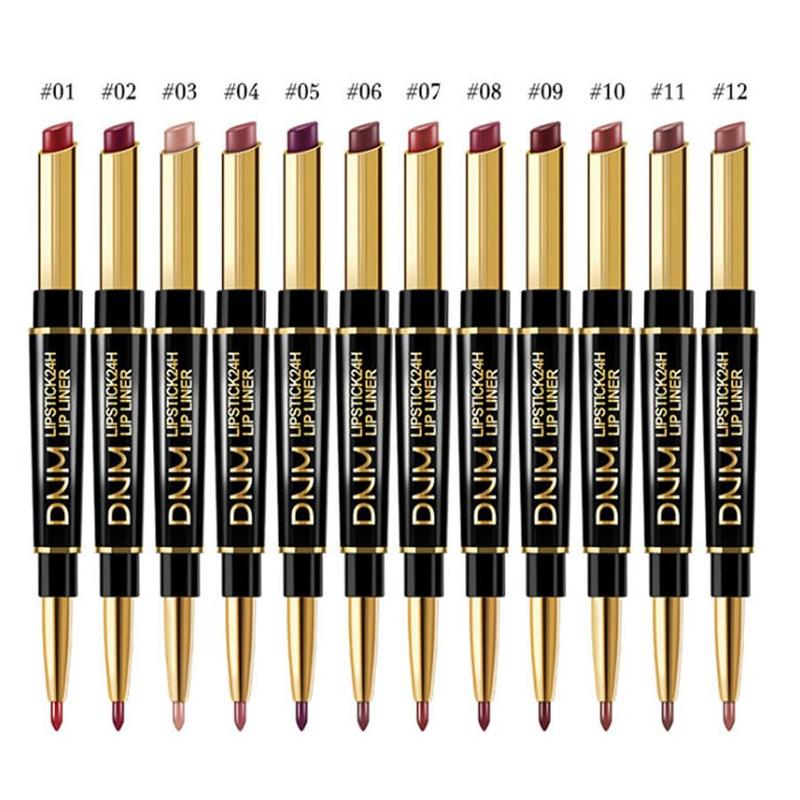 Double-ended Non-stick Cup Long Lasting Lipstick Lip Liner, 1 Count High Pigmented Waterproof Lip Liner, Lip Makeup Tools for Daily Use