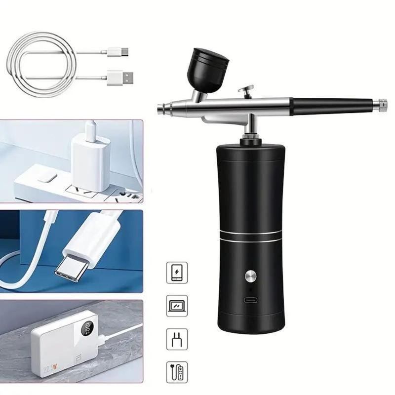 USB Rechargeable Portable Airbrush Kit for Summer, Multifunctional Handheld Airbrush for Nails, Nail Art Painting Cake Painting Airbrush, Makeup Airbrush, Professional Manicure Tool for Home & Salon Use