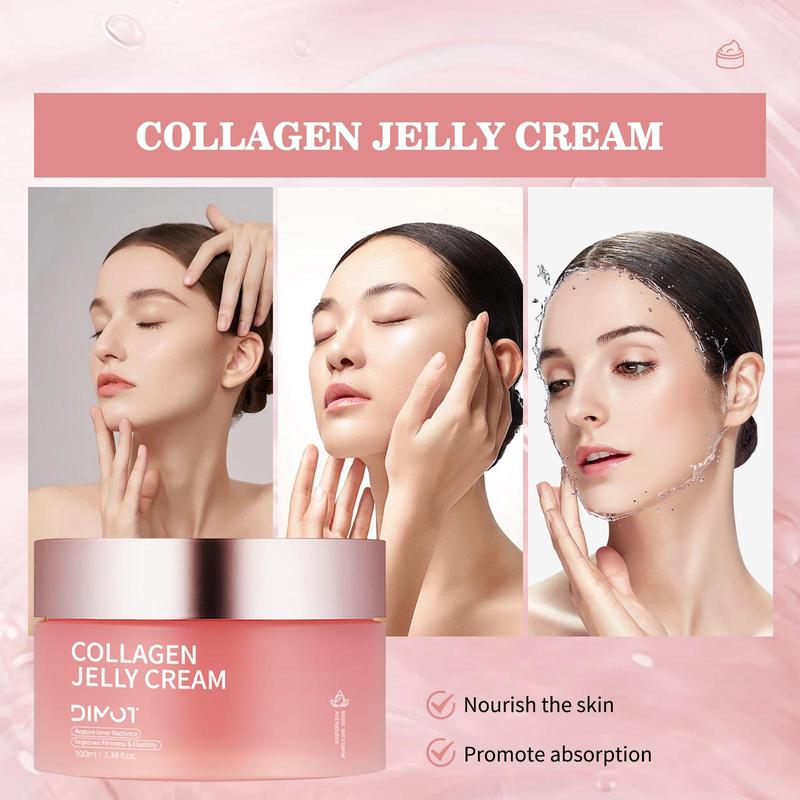 Collagen Overnight Wrapping Peel Off Facial Mask & Collagen Jelly Cream, 2 Counts set Hydrating & Tightening Skin Care Kit, Face Care Kit for Women, Christmas Gift