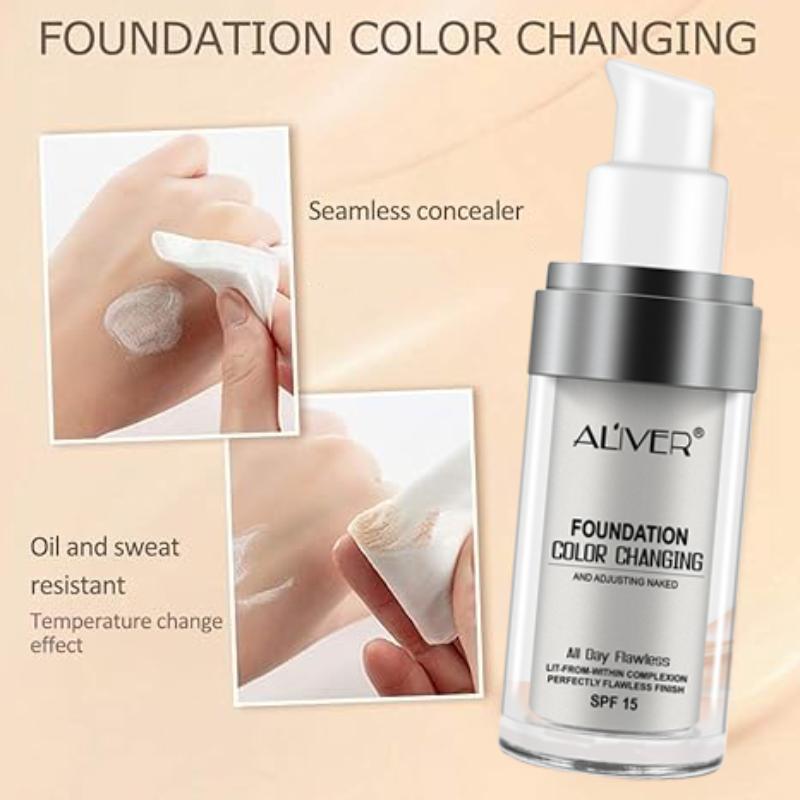 Color Changing Liquid Foundation, Long Lasting Concealer Foundation, Moisturizing Full Coverage Flawless Makeup Cream for Women & Girls, Christmas Gift