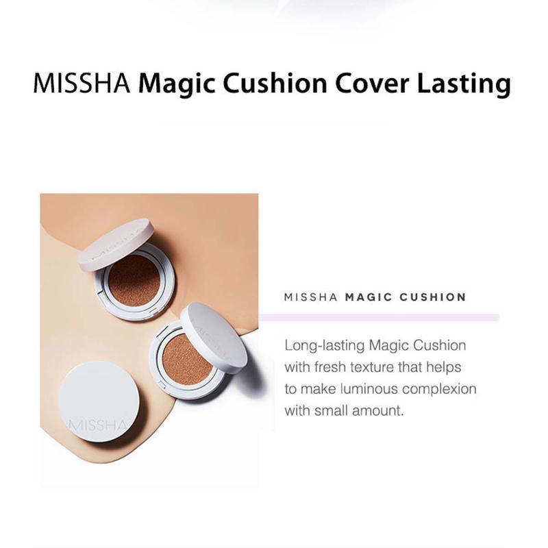 [Missha] Magic Cushion Cover Lasting SPF50+ PA+++ (2 Colors), Long-lasting Perfect Coverage, Sun Protection, Korean Makeup Foundation, k beauty makeup, korean cushion foundation