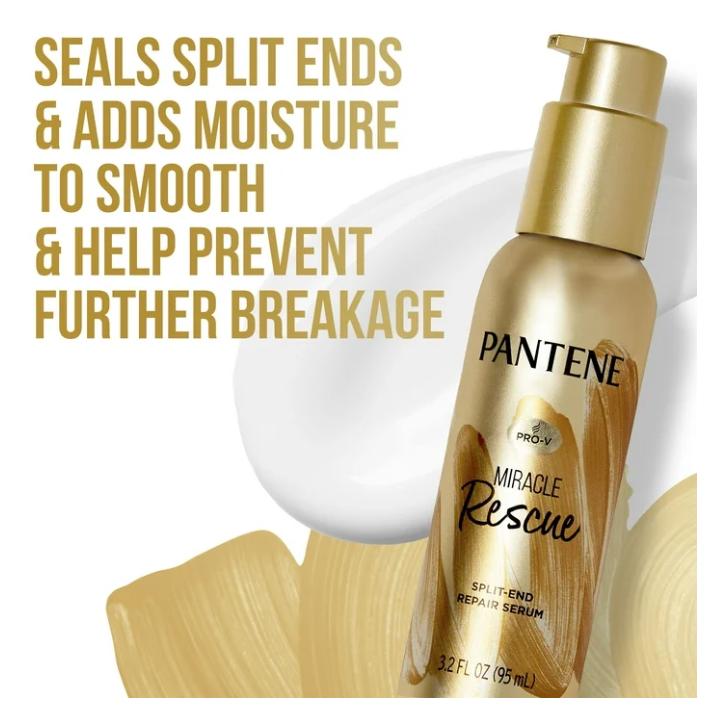 Pantene Hair Serum, Split Ends Hair Treatment, for Damaged Hair, Miracle Rescue, 3.2 oz