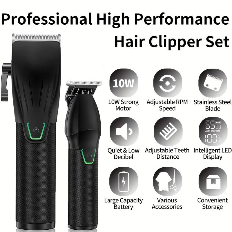 Professional Hair Grooming Tool Set, 1 Set Professional Cordless Hair Clipper & Hair Trimmer & Accessories, Barber Clipper, Grooming Kit for Men