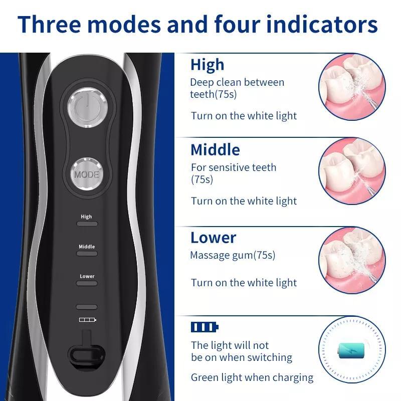 NOAHCAM Water Dental Flosser - 3 Modes,300ML Portable & Rechargeable, IPX7Waterproof - Home and Travel Oral Care USB Rechargeable