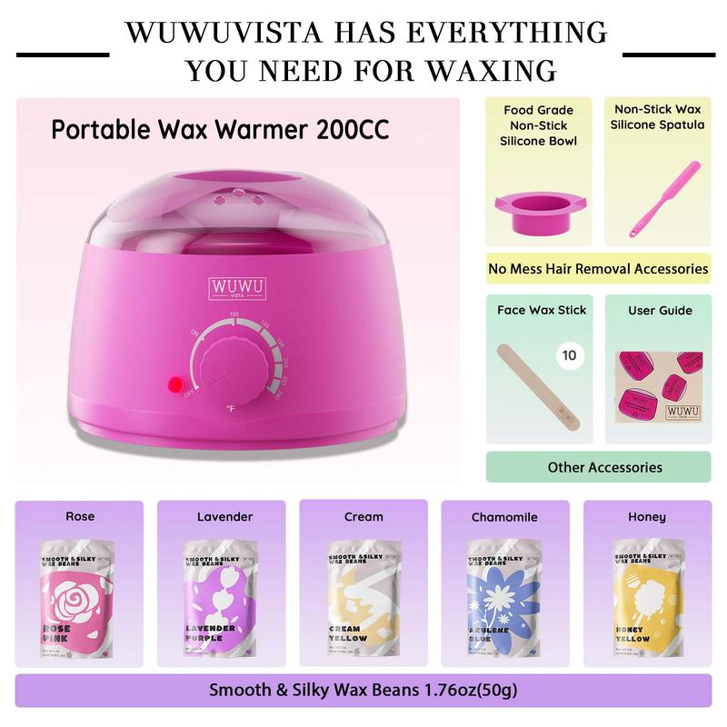 Waxing Kit, 1 Set Hair Removal Wax Warmer Kit for Face & Body & Bikini, Waxing Supplies for Women & Men Home Use