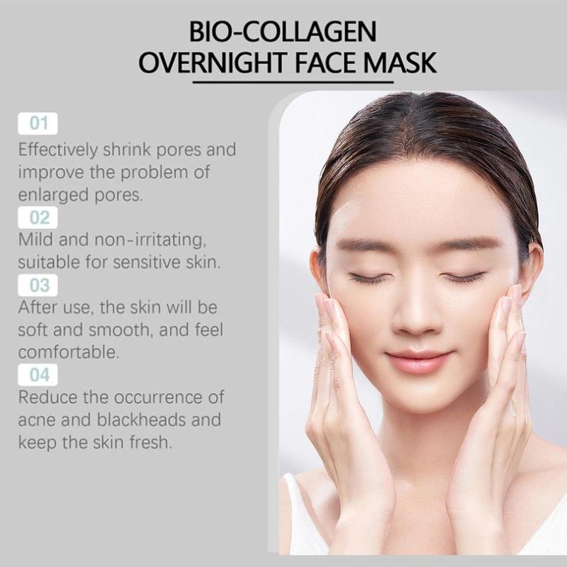 [90% People Choose] Bio-Collagen Overnight Face Mask, Korean Glass Skin Face Masks Skincare, Bio Collagen Face Mask Overnight, Hydrating Overnight Hydrogel Mask, Anti Wrinkle Mask Pore Minimizing