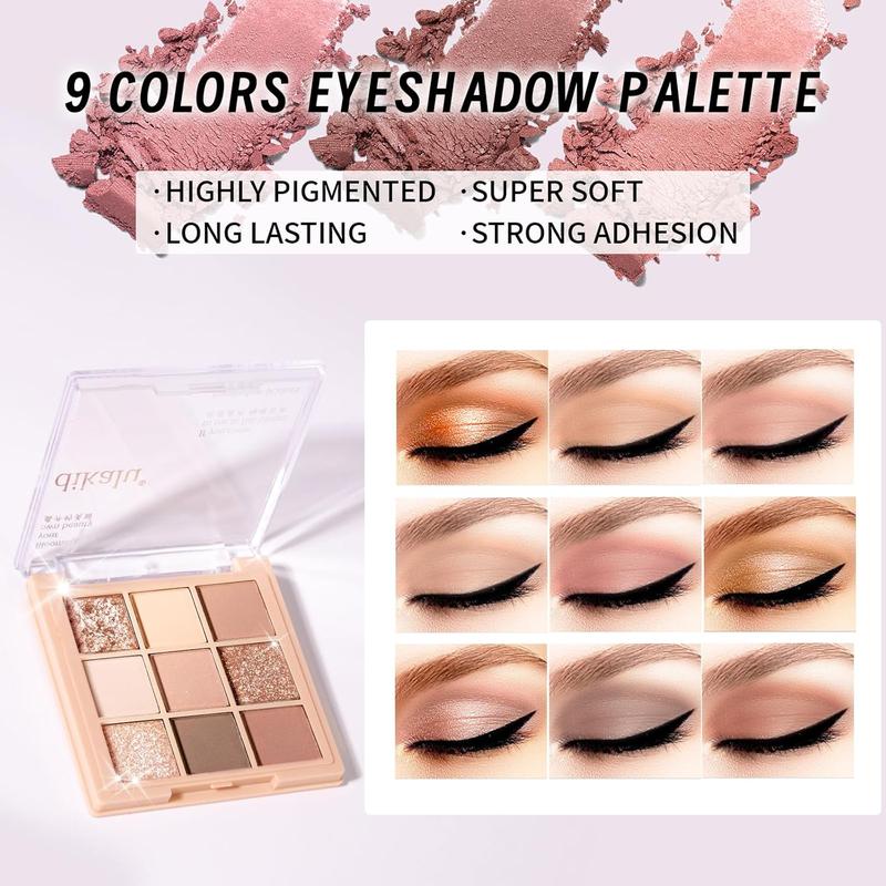 Makeup Set Kit for Women Girls Teens, Makeup Present Set, Includes 9 Color Eyeshadow, Counter Stick, Foundation, Eyebrow Pencil, Eyeliner, Mascara, Lip Gloss, 5Pcs Brushes, Sponge