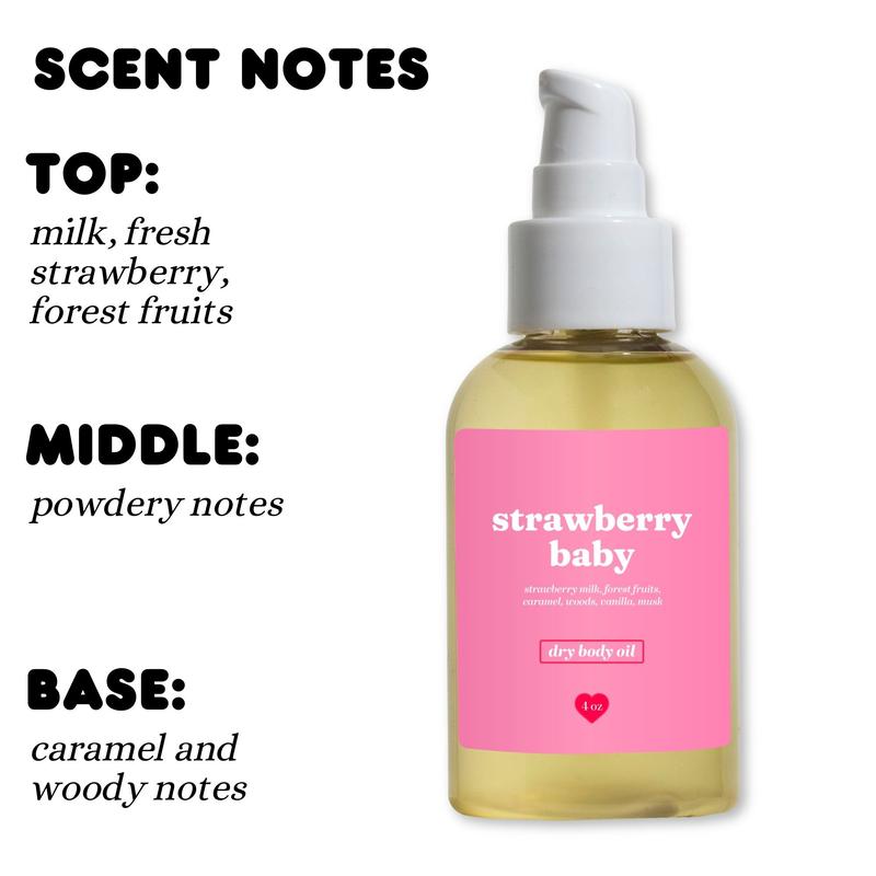 Handcrafted Strawberry Baby Scented Body & Massage Oil Body Care Caramel