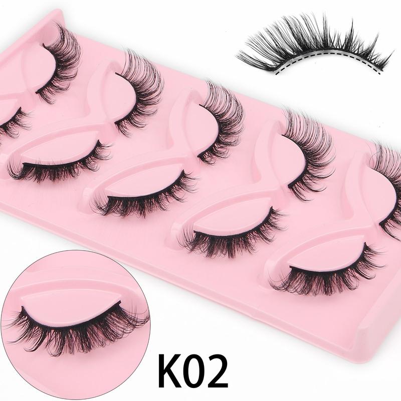 3D Fluffy False Eyelashes, 5 Pairs Natural Curling Wispy Faux Cluster Lashes, Volumized False Eyelashes for Women and Girls Eye Makeup Enhancement, Christmas Gift