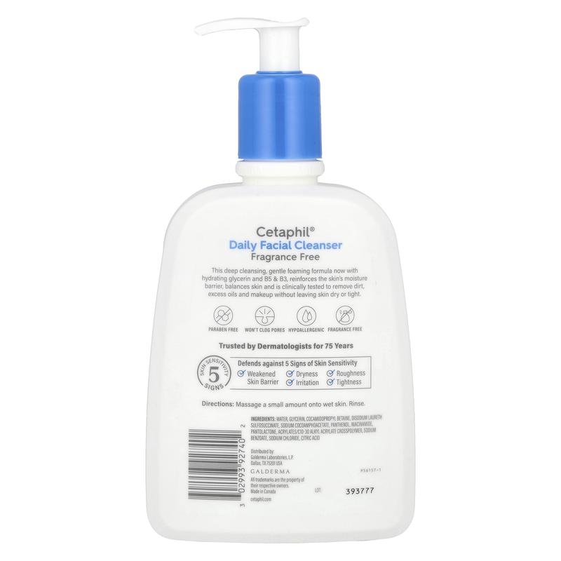 Cetaphil Daily Facial Cleanser, Fragrance Free, 16 fl oz (473 ml)