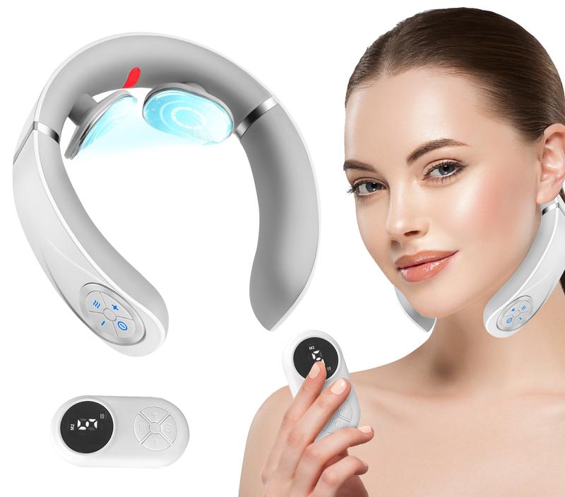 Neck Massager with Heat, Intelligent Electric Neck Massagers, Portable & Cordless Heated Neck & Shoulder Massager, for Reduce Fatigue, with 10 Modes & 16 Levels