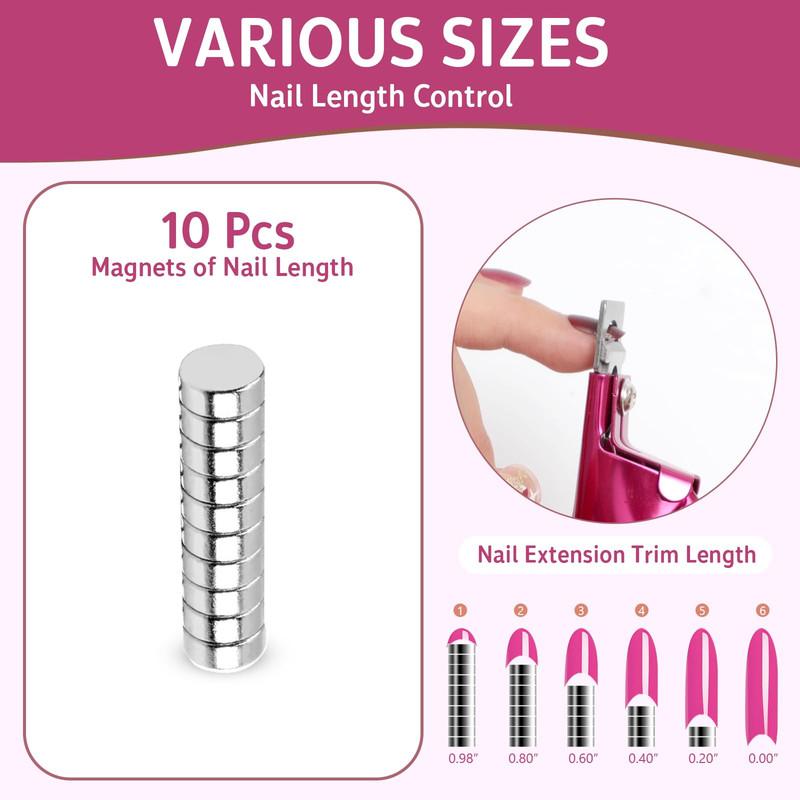 Acrylic Nail Clipper with Magnets Nail Tip Cutters with Length Measurement Manicure Nail Art Tool Stainless Steel Nail Clipper with 10Pcs Magnets (Rose) , Nail clippers , Nail point