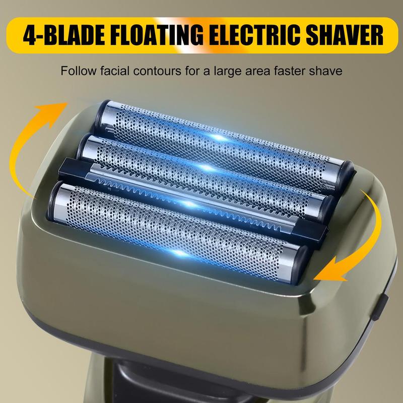 Electric Shaver, 1 Box Waterproof Electric Razor, Wet and Dry Use Men's Beard Trimmer, Safety Razor for Men, Great for Travel, Outing, Daily Use