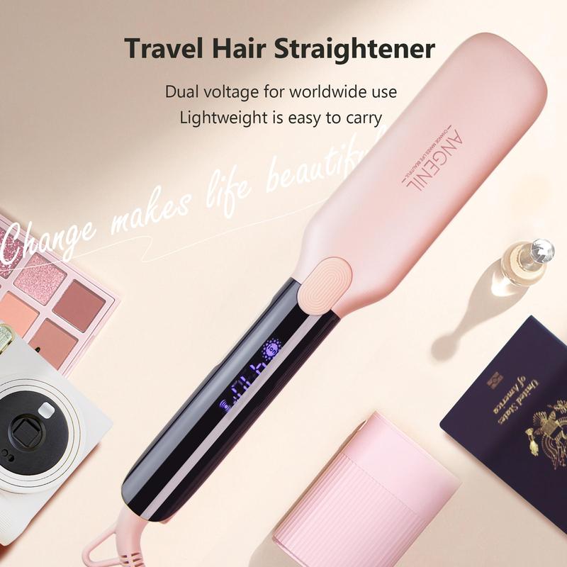 Titanium Flat Iron Hair Straightener, 1 Count 2 in 1 Hair Straightening Iron With Heat Resistant Silicone Mat, Adjustable Temp 240°F-470°F