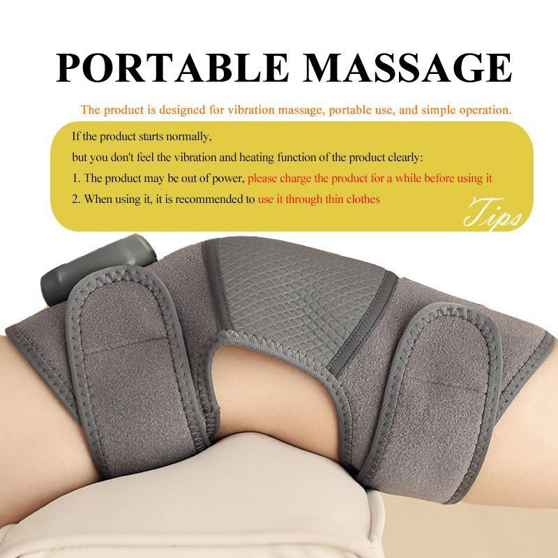 Electric Massage Knee Pad, USB Rechargeable Knee Massager with LCD Display, Portable Massager, Heated Vibration Knee Massage Tool for Home & Office Use, Christmas Gift