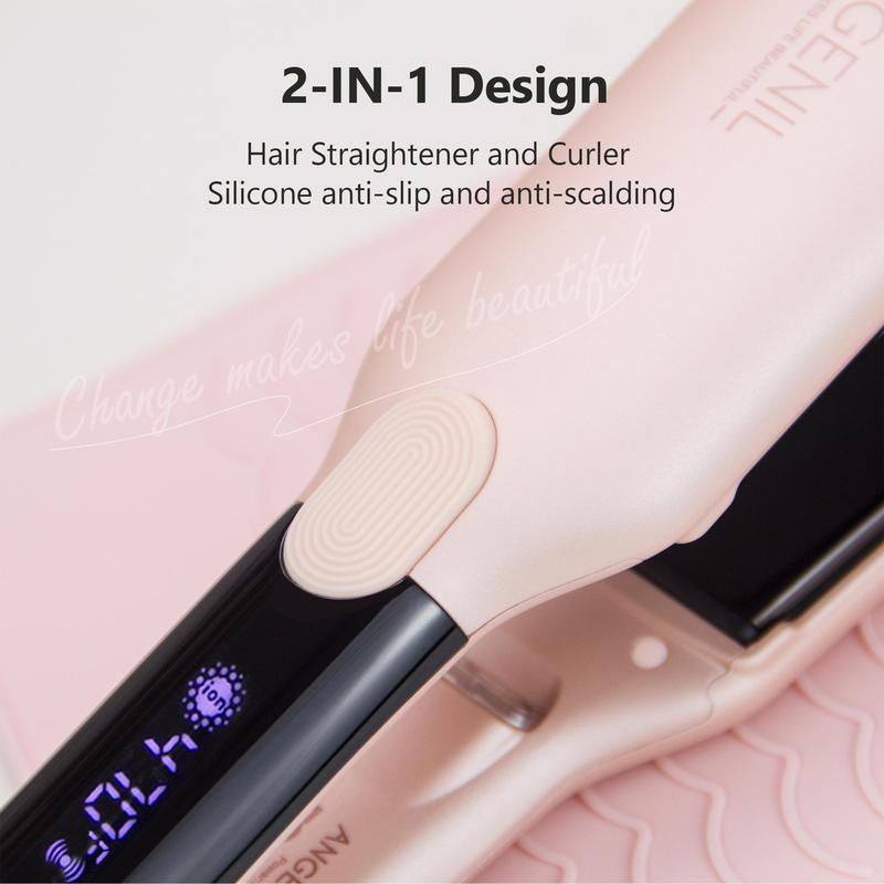 Titanium Flat Iron Hair Straightener, 1 Count 2 in 1 Hair Straightening Iron With Heat Resistant Silicone Mat, Adjustable Temp 240°F-470°F