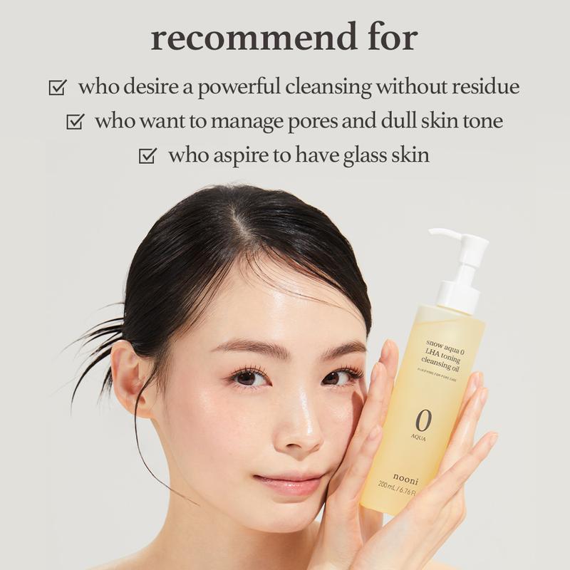 Nooni Korean Cleansing Oil for Pore Care and Makeup Removal | LHA Cleansing Oil (Korean Skincare Facial Cleanser and Makeup Remover) Flower Pack Peel Salicylic Acid