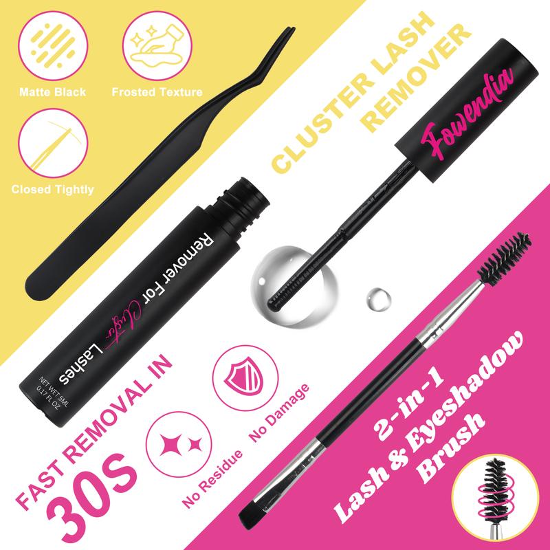 Fowendia Manga Lashes Cluster Lashes C D Curl DIY Lashes Extension Kit and Lash Clusters 8-18mm with Bond, Seal, and Remover - Ultra-Thin Transparent Bands, No-Glue Lower Lashes, Lash magic Anime False Lash Extension Kit Makeup Cosmetic