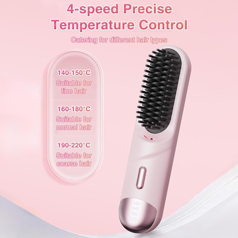 USB Rechargeable Wireless Hair Straightener, 1 Box Negative Ion Multi-functional Hair Straightening Comb, Portable Hair Straightening Comb for Home & Travel