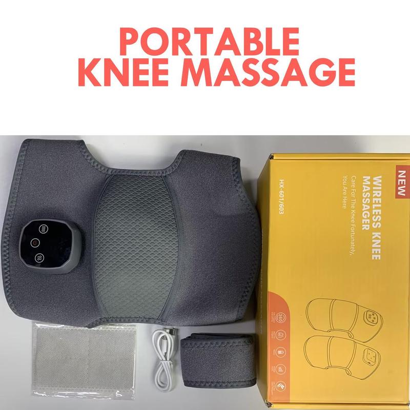 Electric Massage Knee Pad, USB Rechargeable Knee Massager with LCD Display, Portable Massager, Heated Vibration Knee Massage Tool for Home & Office Use, Christmas Gift