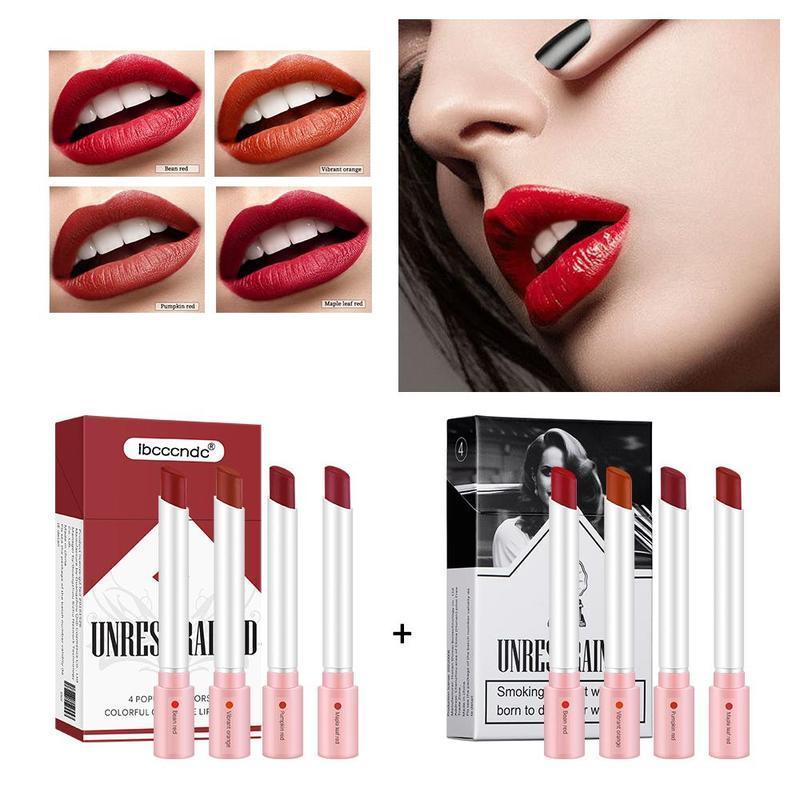 4-Count Long-Lasting Moisturizing Matte Lipstick Set - Easy Application, Sweat-Proof, Velvet Finish Lip Balm for All Occasions - Perfect for Girls & Women