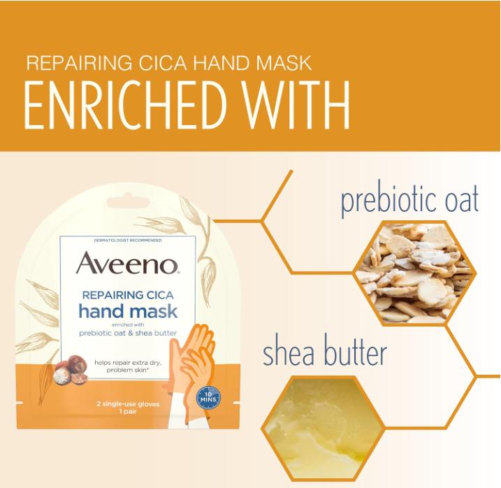 Skin Relief Repairing Hand Mask, Moisturizing Gloves with Prebiotic Oat & Shea Butter for Very Dry Skin, Hand Care for Sensitive Skin, Fragrance-Free, 1 Pair of Single-Use Gloves