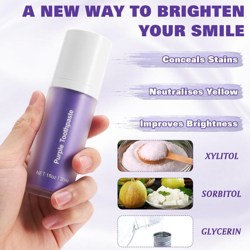 Purple Toothpaste: Teeth Whitening Solution. Removes Stains, Corrects Color. Brighten Your Smile with Our Effective Whitening Kit. Oral