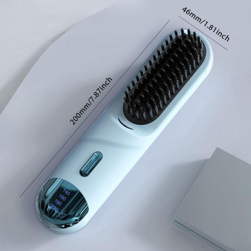 USB Rechargeable Wireless Hair Straightener, 1 Box Negative Ion Multi-functional Hair Straightening Comb, Portable Hair Straightening Comb for Home & Travel