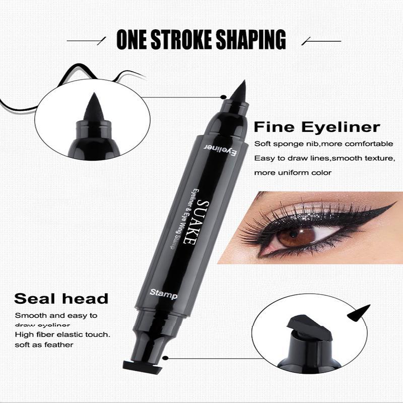 2 in 1 Double-headed Waterproof Eyeliner, Sweat Proof Fine Tip Eyeliner Pens, Quick Drying Eyeliner with Flexible Tip & Comfortable Grip, Eye Makeup Tool