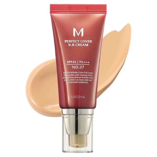 MISSHA M Perfect Cover BB Cream No.27 Honey beige for medium tan skin SPF 42 PA +++ 1.69 Fl Oz - Tinted Moisturizer for face with SPF