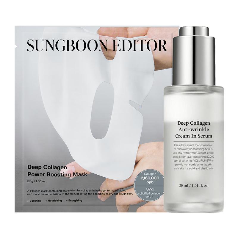 Sungboon Editor - Deep Collagen Evening Glow Skin Essentials | OVERNIGHT COLLAGEN MASK 4-PACK & SERUM