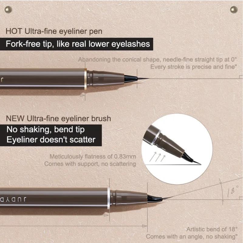 Judydoll 18° Angled Ultra-Fine Waterproof Liquid Eyeliner for Precise Eye Makeup Cosmetic