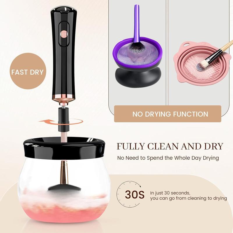 Premium Makeup Brush Cleaner Dryer Super-Fast Electric Brush Cleaner Machine Automatic Brush Cleaner Spinner Makeup Brush Tools (Black)